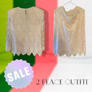 Pink Lace And Pearl Outfit (2 piece)